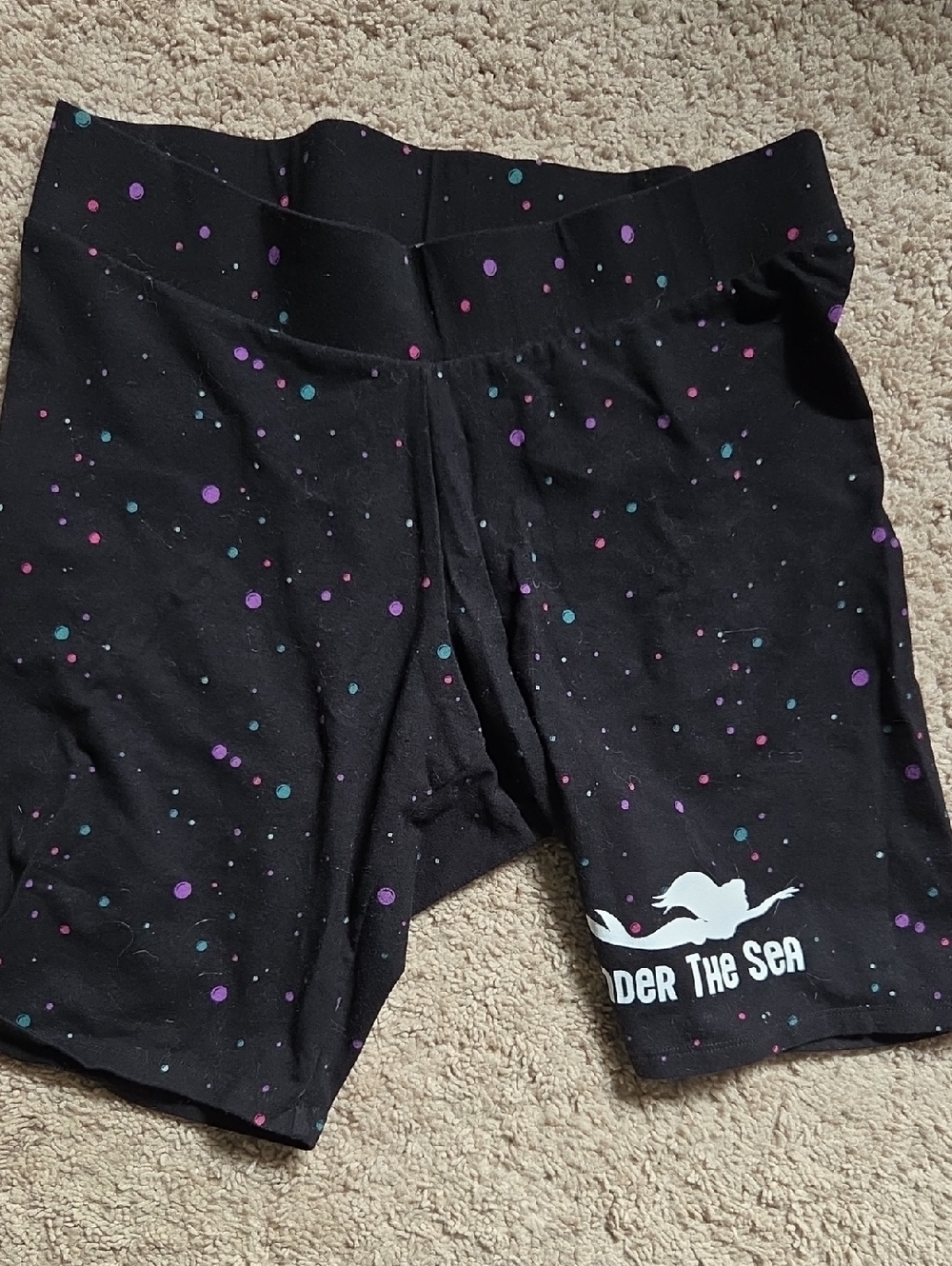 torrid Black Bike Shorts with Purple & Teal Polka Dots